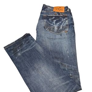 PRPS Classic Blue Straight Jeans with Distressed Look